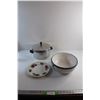 Ceramic Bowl, Plate and 10'' Cooking Pot with Lid