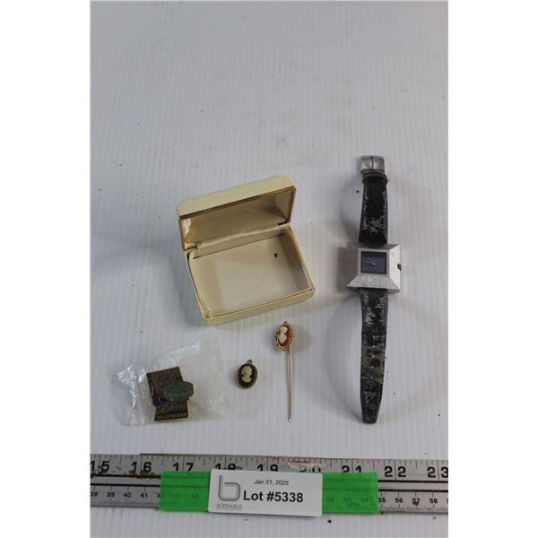 Vendome 17 Jewels Watch - As Is, Necklace Pendant, Shirt Pin and Stick Pin