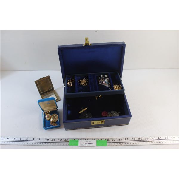 Fleur De Lis Jewelry Box and Assorted Jewelry