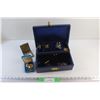 Fleur De Lis Jewelry Box and Assorted Jewelry