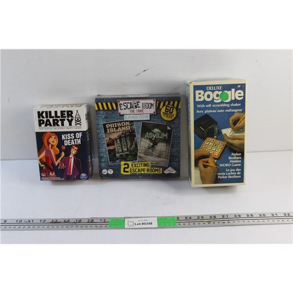 Killer Party, Escape Room and Deluxe Boggle Family Games