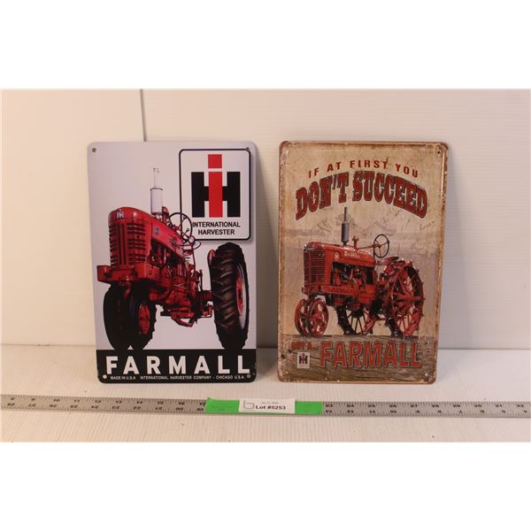 (2) Farmall Metal Signs 12" x 8"