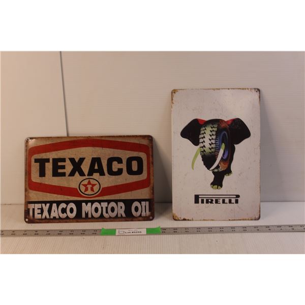 Texaco & Firelli Metal Signs 12" x 8"