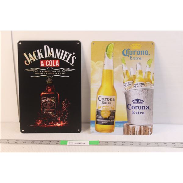 Jack Daniel's & Corona Metal Signs 12" x 8"