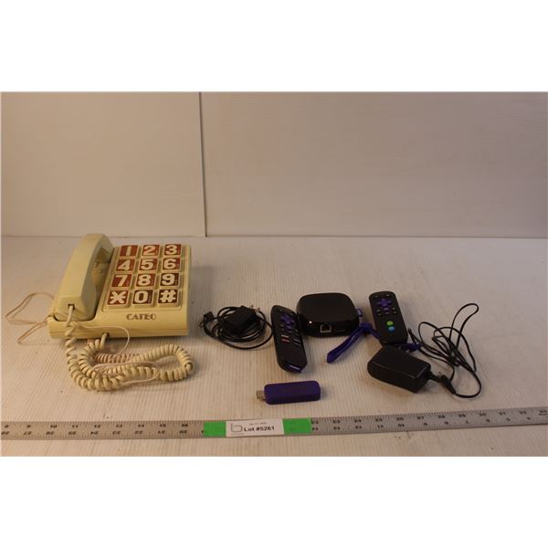 Cateo Large Print Home Phone, Roku 4200X Player, Streaming Stick & (2) Remotes