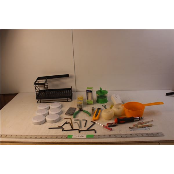 (6) Mountable Push Lights w/ Remote, Leviton Switch (NIB), Allen Keys, Fastener Kit, Misc.