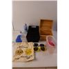 Image 2 : Guess Fragrance Mist, Small Wood Storage Box, (3) Sunglasses, Sugar Shaker, Misc.