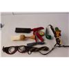 Image 2 : Vintage Lot- (8) Smoking Pipes, Barber Brush, Pilot Play Goggles, Misc.