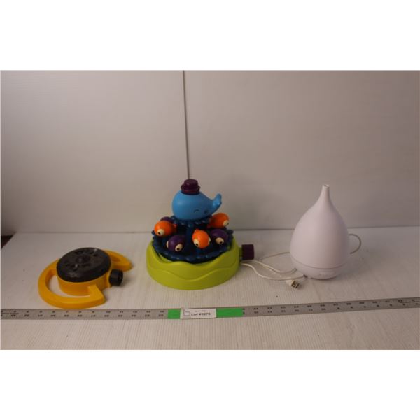 USB Diffuser 8" Tall, Garden Hose Connector & Sprinkler Toy