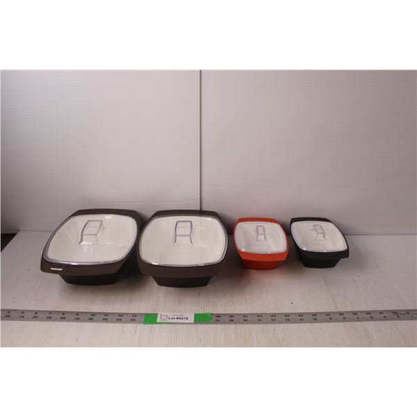 (4) Plastic Containers with Lids 11" & 7.5" Long