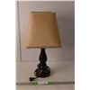 Image 1 : Brass Colored Lamp with Off White Shade and Bulb- Working, 18.5" Tall