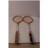 Image 2 : (2) Wooden Badminton Racquets, Ektelon Racquetball Racquet with Case