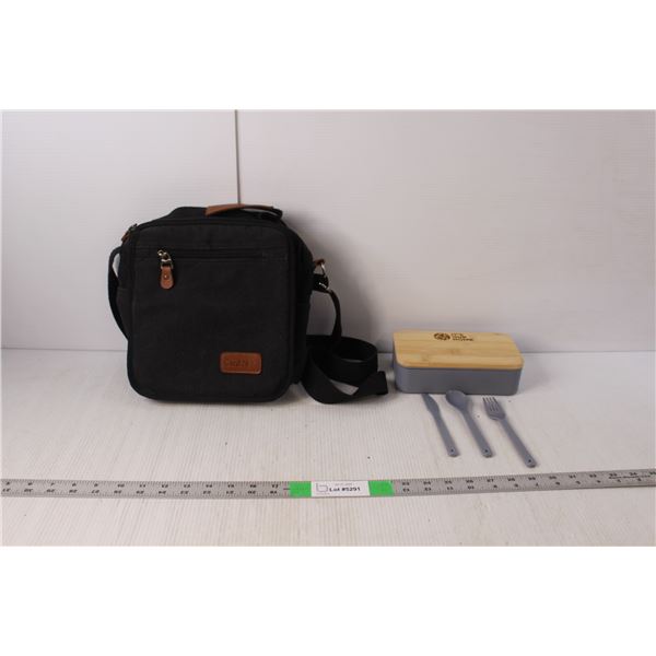 Card N-X Messenger Bag & Small Plastic Bento Box with Cutlery
