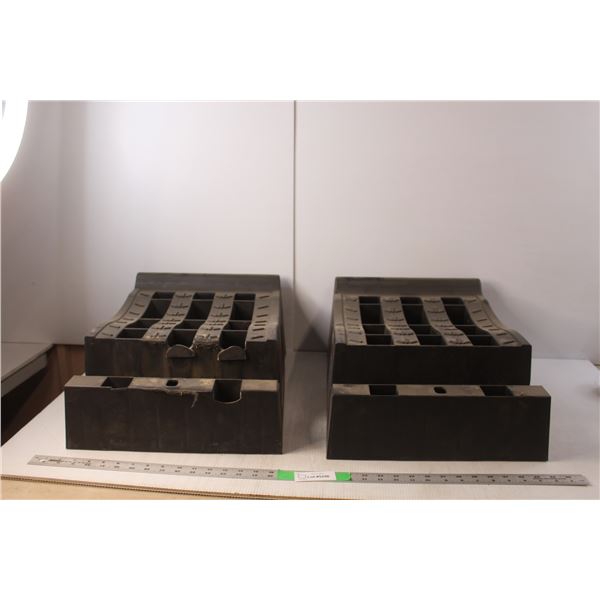 (2) Motomaster Heavy Duty 16,000 Lb. Capacity Maintenance Ramps 8.5" Tall x 19" Long x 14.5" Wide
