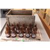 Image 1 : (11) Vintage Webb's Stubby Glass Bottles (Empty) & Wood Crate 10" Tall x 18.5" Long x 13" Wide