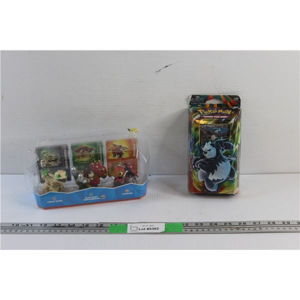 Pokemon Trading Card Game - Authenticity Not Guaranteed and Set of 3 Skylander Figure and Card Set -