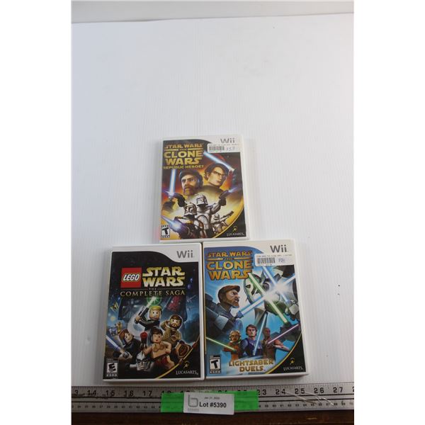 (3) Wii Games - Star Wars The Clone Wars and Lego Star Wars The Complete Saga