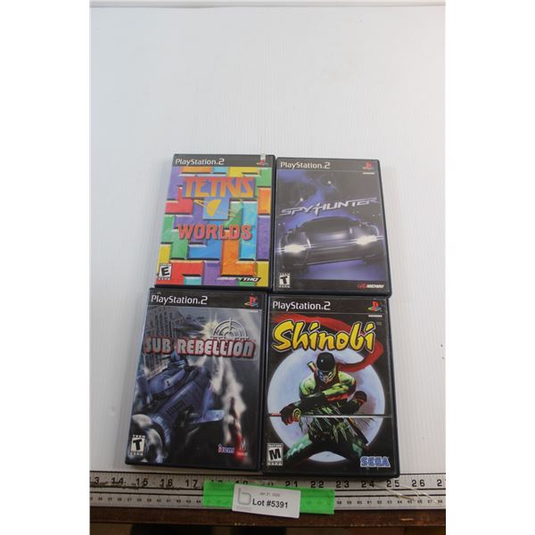 (4) Sony PlayStation 2 (PS2) Games - Spy Hunter, Shinobi, Tetris, & Sub Rebellion