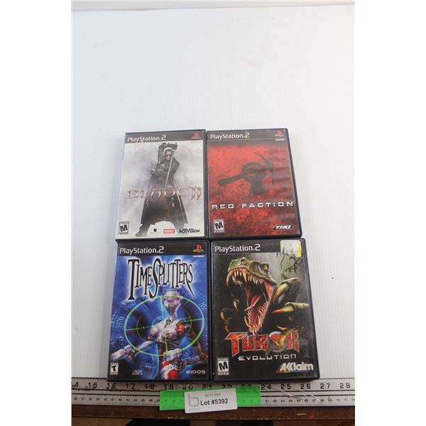 (4) Sony PlayStation 2 (PS2) Games - Blade 2, Turok Evolution, Red Faction, & Time Splitters
