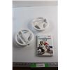 Wii Mario Kart Game and (2) Wii Steering Wheel Controllers - As Is
