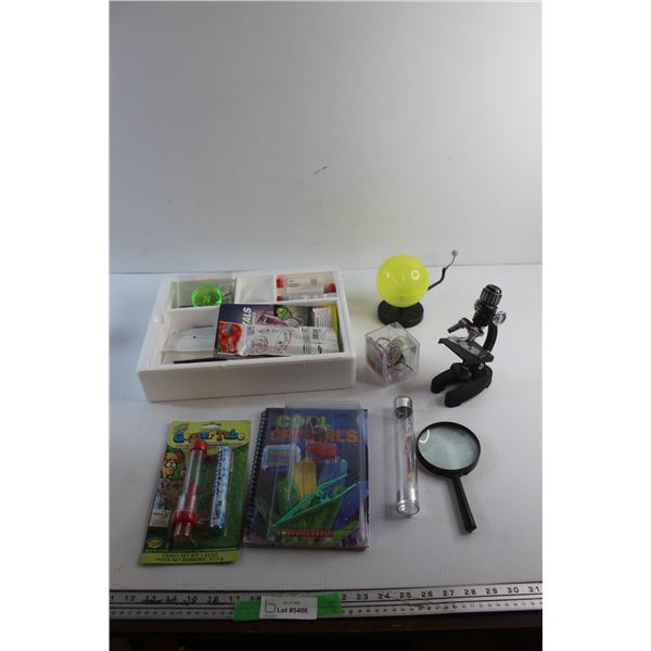 Crystal Growing Set, Magnifying Glass, Telescope and Misc.