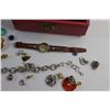 Image 2 : Vintage Musical Jewelry Box, Assorted Jewelry, Earrings and Watch