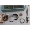 Image 2 : Vintage Jewelry Box, Watches, Bracelet, Necklace, Pins and Coasters