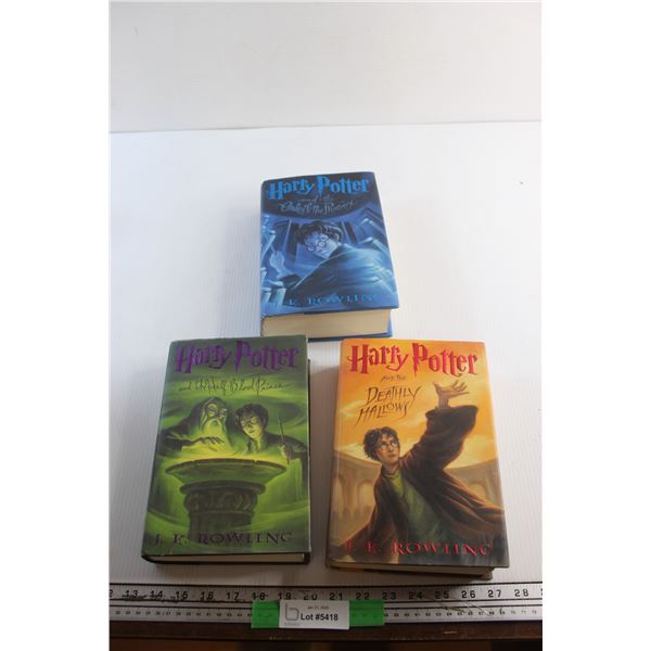 (3) Harry Potter Books by J.K. Rowling (Deadly Hallows, Half-Blood Prince, Order of the Phoenix)