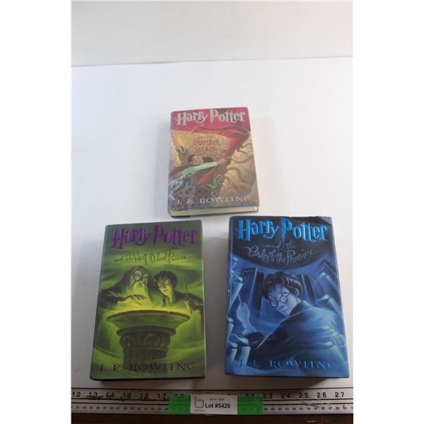 (3) Harry Potter Books by J.K. Rowling (Half-Blood Prince, Order of the Phoenix, Chamber of Secrets)
