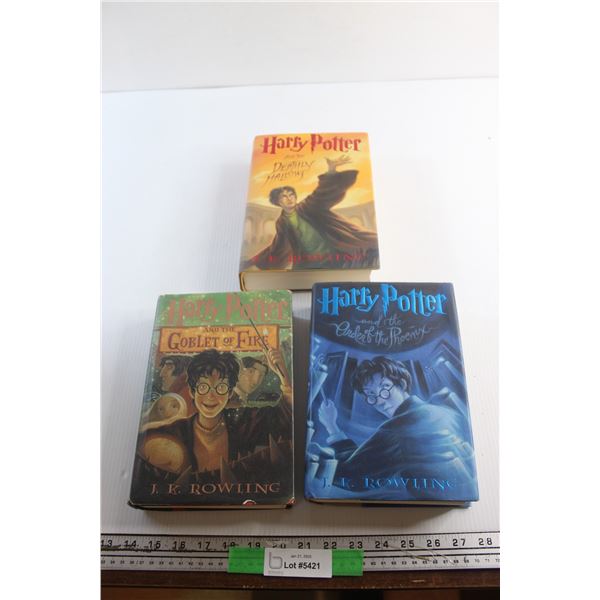 (3) Harry Potter Books by J.K. Rowling (Goblet of Fire, Order of the Phoenix, Deathly Hallows)