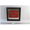 Framed "Wrong Way" Mirror 14'' x 14''