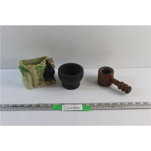 Planter, Nut Cracker and Stone Dish