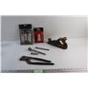 Multi Purpose Lithium Grease, Battery Brush, Pipe Wrench, Wood Plane and Wrench