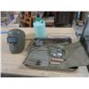 Image 2 : metal tray with welding mask, spray bottle and kitchen set