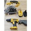 Image 2 : 5 dewalt tools with 4 batteries 2 12, 1 14.4v, 1 18v (does not charge) and charger