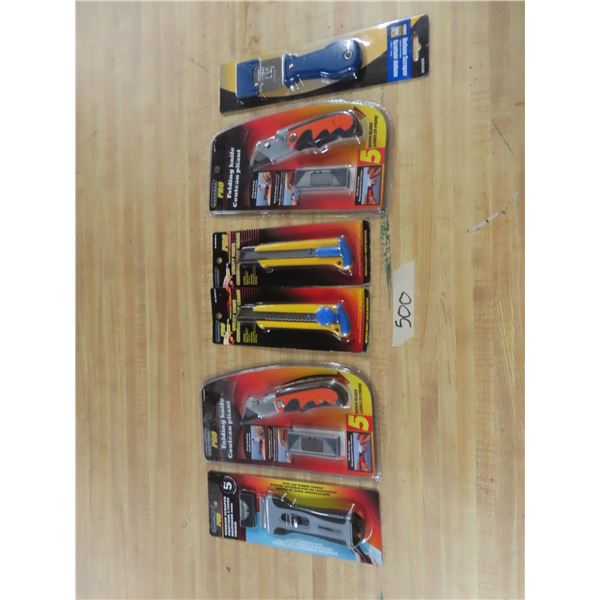 2 pakages- 1 scraper- folding knife + utility knife