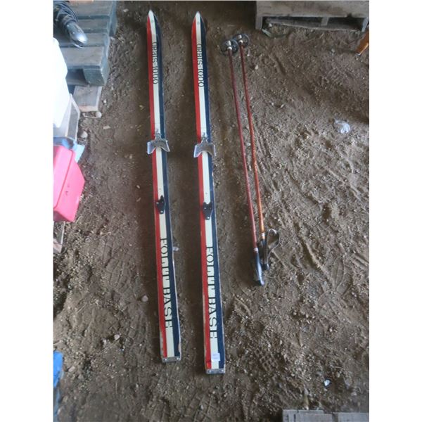 set of ski's with poles