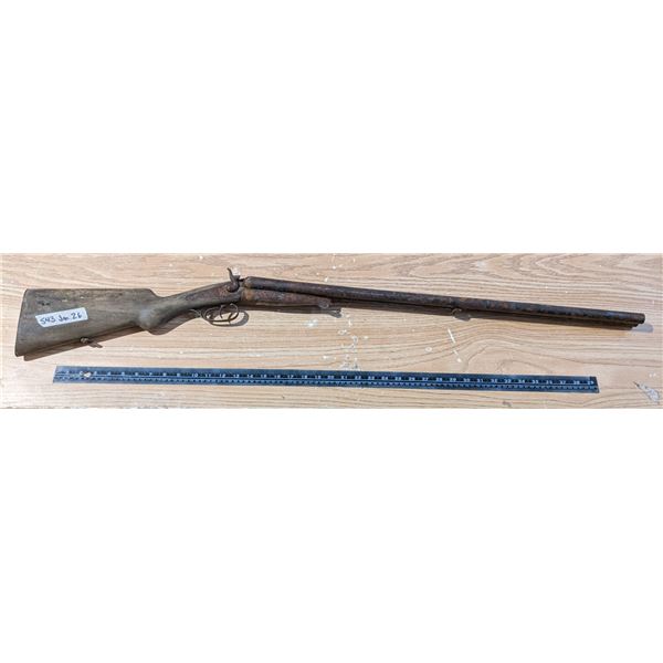 Vintage double barrel shotgun - SER: 198134N *PAL Required* - unknown working condition, stamped "Hu