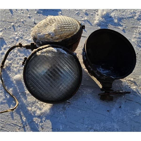 vintage head lights and bucket