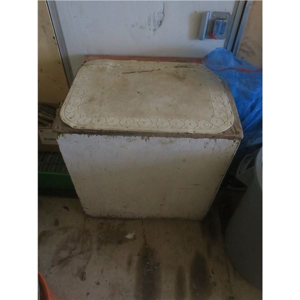 wooden box with contents