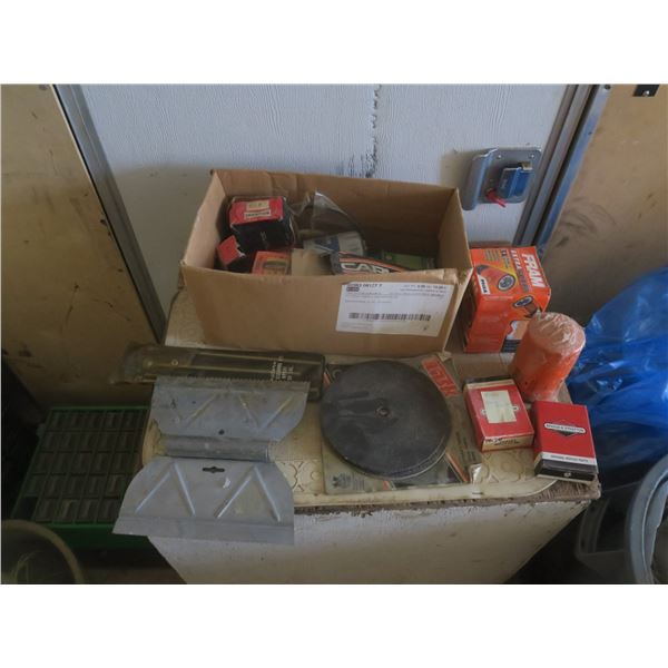 assorted car parts and tools