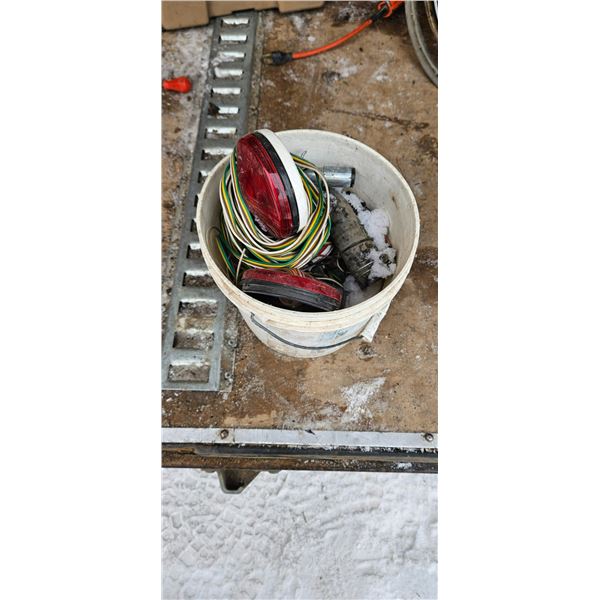 bucket of lights and misc parts'