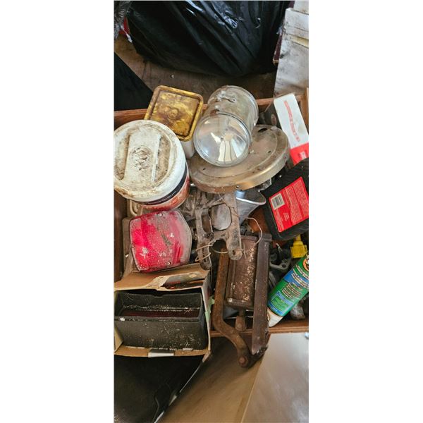 wooden drawer with assorted items