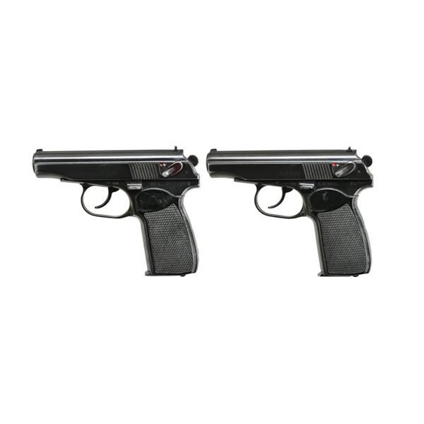 2 EAST GERMAN MAKAROV SEMI AUTO PISTOLS.