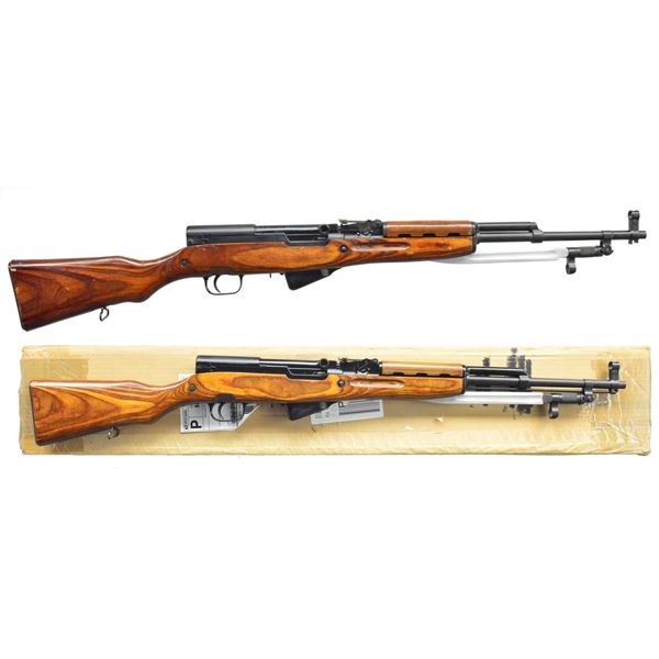 2 RUSSIAN SKS SEMI-AUTO MILITARY RIFLES.
