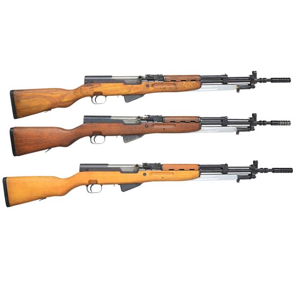 3 YUGOSLAV SKS SEMI-AUTO RIFLES.