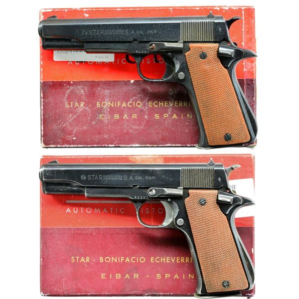 2 STAR MODEL SUPER B SA SEMI AUTO PISTOLS.