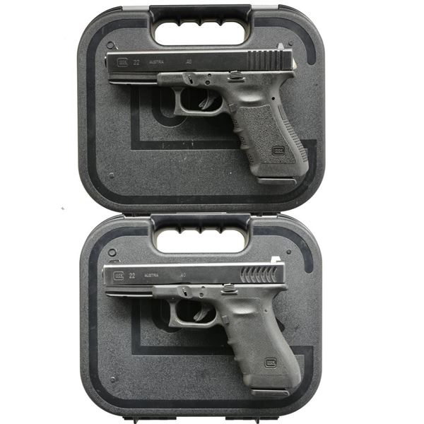2 GLOCK 22 GEN. 3 SEMI AUTO PISTOLS.