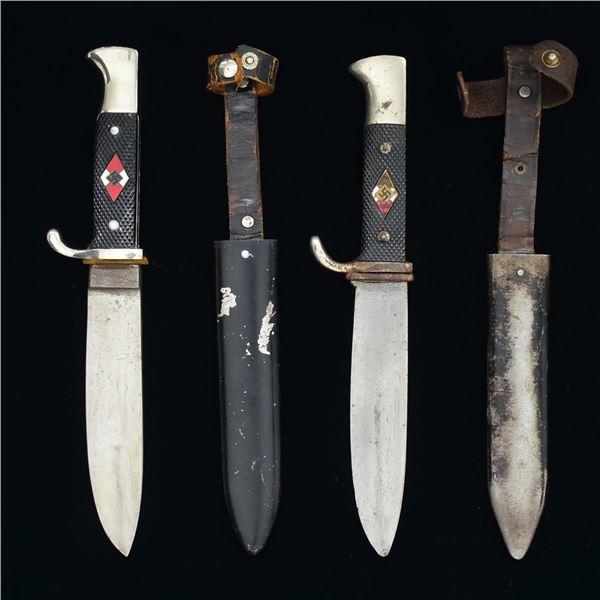 2 WWII GERMAN HITLER YOUTH KNIVES.