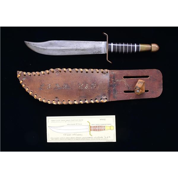 MASSIVE WW2 SHOP MADE BOWIE KNIFE, CAPTAIN L. F.